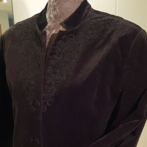 STUNNING VINTAGE🖤VELVET BEADED/EMBROIDERED Tabi Jacket SIZE 12